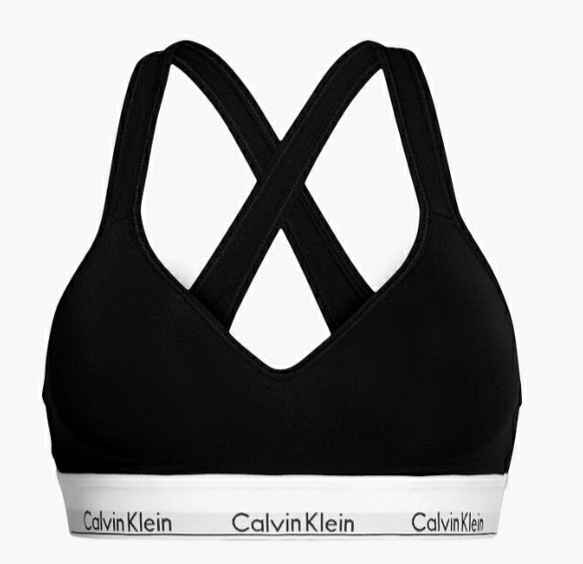 CALVIN KLEIN - MODERN COTTON PADDED BRALETTE - BLACK – Elegant Undies