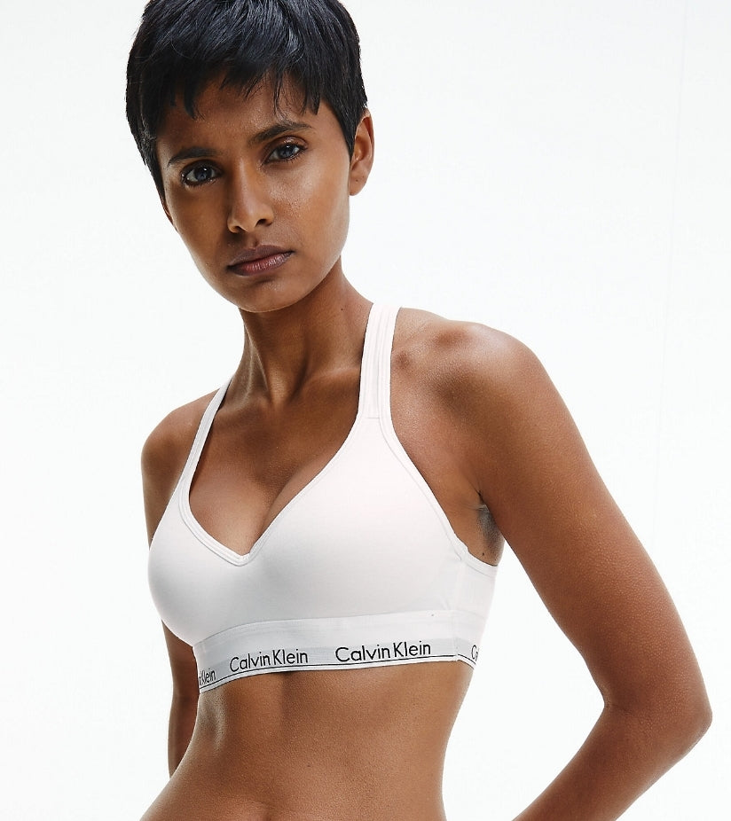 CALVIN KLEIN- MODERN COTTON PADDED BRALETTE - WHITE – Elegant Undies